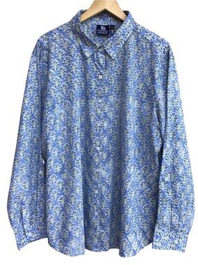 Madison Mathews Hand Printed and Woven Floral Cotton Button Up Long Sleeve NEW